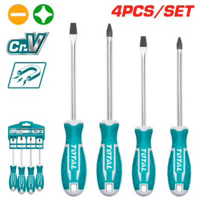 طقم مفكات براغي 4 قطع شق + مصالب CR-V ماركة TOTAL