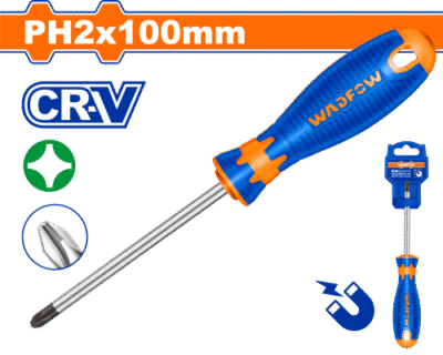 مفك براغي مصالب PH2*100 مم مغناطيس CRV ماركة WADFOW