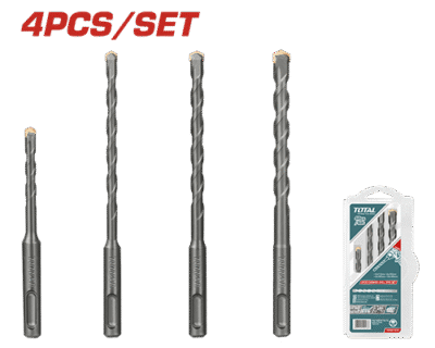 طقم ريش 4 قطع SDS plus ماركة TOTAL