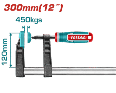 برغي شد نجارين معدن مع قبضة بلاستيك عرض 12سم طول 30 سم TOTAL ( صناعي )