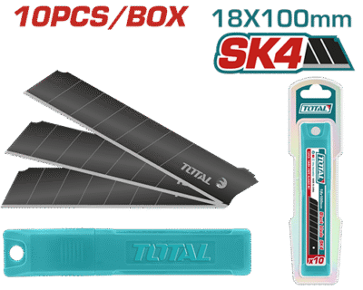 نصلات مشرط لون اسود SK4 طول 100مم عرض 18مم علبة - 10 قطع ماركة TOTAL SK4 نوعية ثقيلة