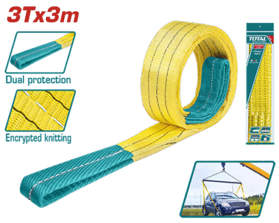 حبل شد + سفيفة تحميل 3 طن طول 3 م عرض9 سم ماركة TOTAL
