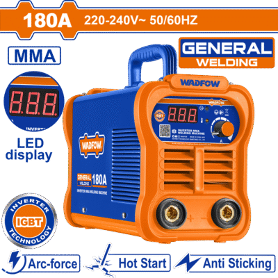 طرنس لحام الكتروني 180 امبير 1.6 مم الى 4 مم مع اكسسوارات مضاد للالتصاق / بداية ساخنة / قوة قوس WADFOW