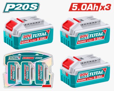 مجموعة شحن بطارية 20 فولت 5 امبير عدد 3 على كرت بلاستيك ماركة TOTAL