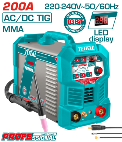 طرنس لحام 200 امبير MMA-TIG-AC/ DC VOLT 220 ماركة TOTAL ارغون
